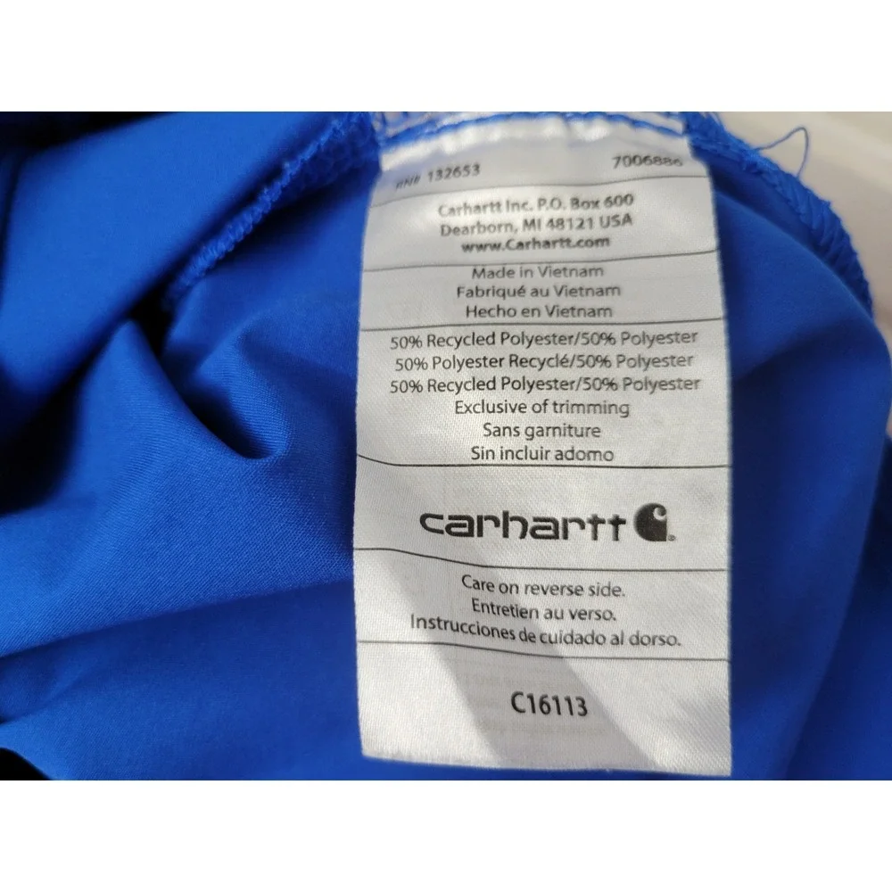 Carhartt Force Scrub Top Large Royal Blue Modern Fit V-Neck C16113 Short Sleve